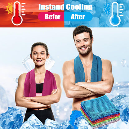 Peryiter 20 Pack Cooling Towels with Silicone Carry Cases Cooling Towels Bulk for Neck and Face Hot Weather Ice Towel Quick Drying Sweat for Sports Yoga Gym Running Fitness 10 Colors 35 x 12 Inches