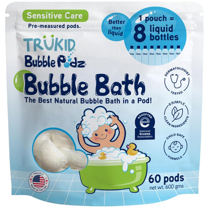 TruKid Bubble Podz Bubble Bath for Kids, Toddlers, & Babies, Tear Free Gentle & Refreshing Bath Bomb for Sensitive Skin with Natural Moisturizers, Non-Toxic, pH Balanced, Lavender Scent (24 Podz)
