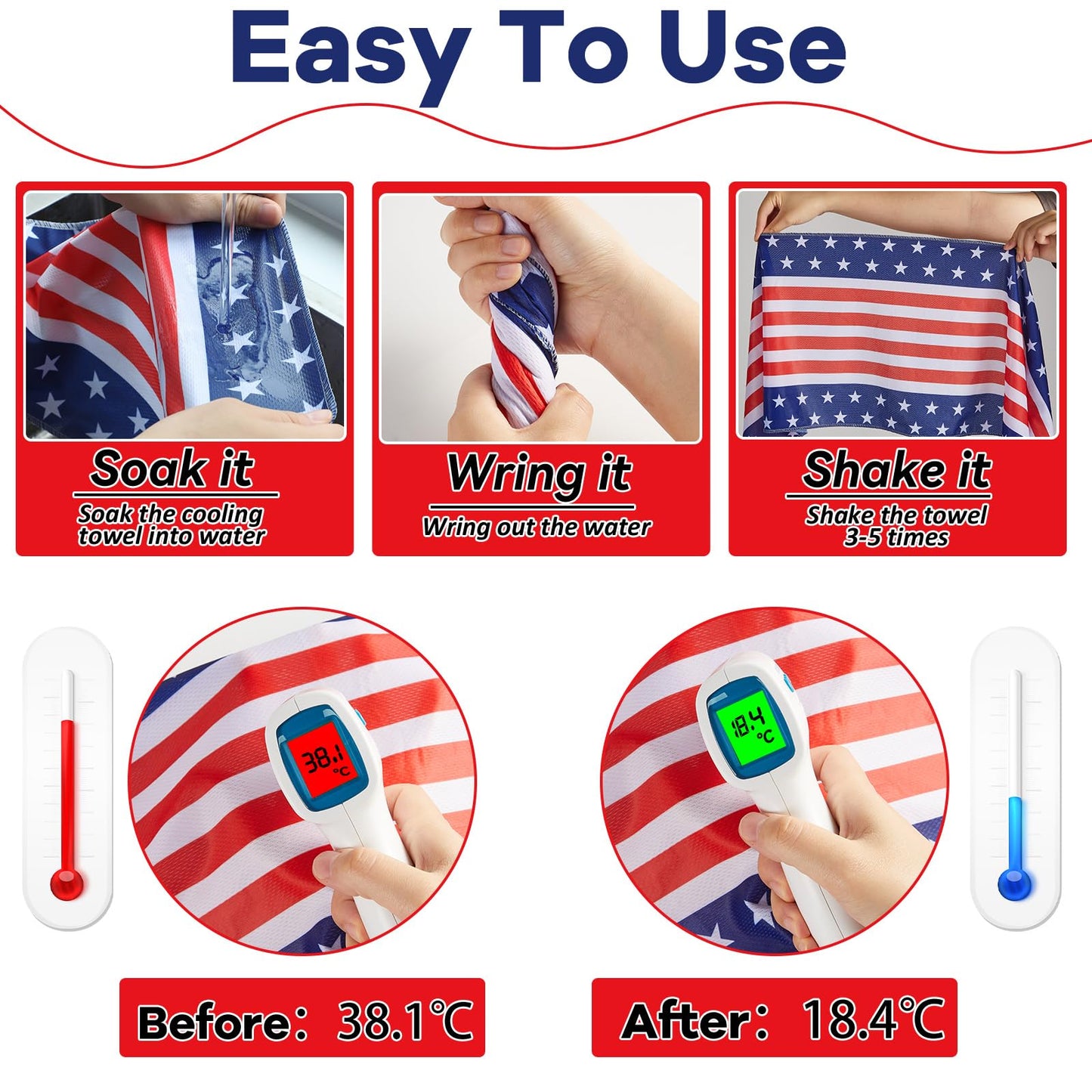 30Pcs 250th Anniversary Patriotic Cooling Towels for Neck and Face 40 x 12 Inch American Flag Sports Workout Ice Towel for Sweat Microfiber Breathable Chilly Bulk Neck Wraps for 4th of July Outdoor