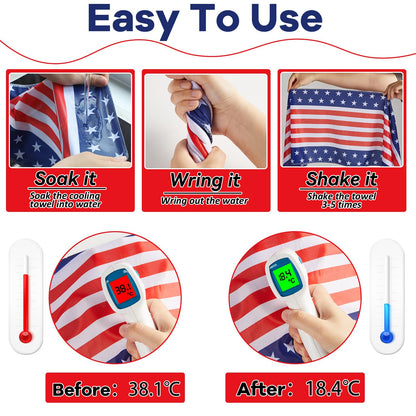 30Pcs 250th Anniversary Patriotic Cooling Towels for Neck and Face 40 x 12 Inch American Flag Sports Workout Ice Towel for Sweat Microfiber Breathable Chilly Bulk Neck Wraps for 4th of July Outdoor