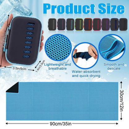 Peryiter 20 Pack Cooling Towels with Silicone Carry Cases Cooling Towels Bulk for Neck and Face Hot Weather Ice Towel Quick Drying Sweat for Sports Yoga Gym Running Fitness 10 Colors 35 x 12 Inches