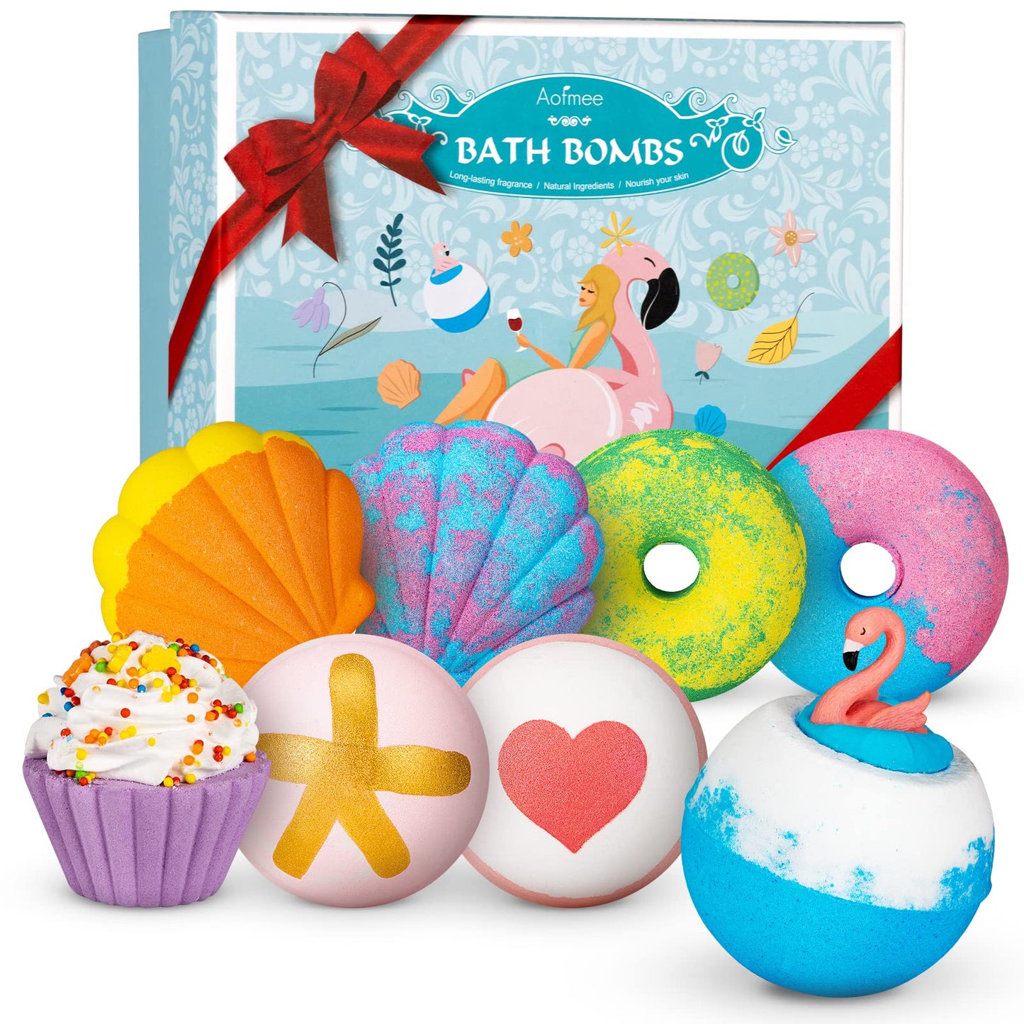 Aofmee Bath Bombs, 6pcs Bubble Bath Bomb for Girls, Handmade Fizzies Bathbombs for Women, Natural Organic Kids Spa Kit, Non Toxic Bath Kit for Teens, Gift Set for Mother Birthday Christmas Easter