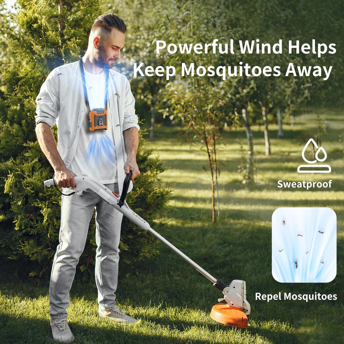 Socool 10000mAh Portable Waist Fan Clip on Wearable Belt Personal Fan Rechargeable Battery operated With 5 Speeds & Flashlight Neck Hands-Free 40H Cooling For Outdoor Camping Travel (Black)