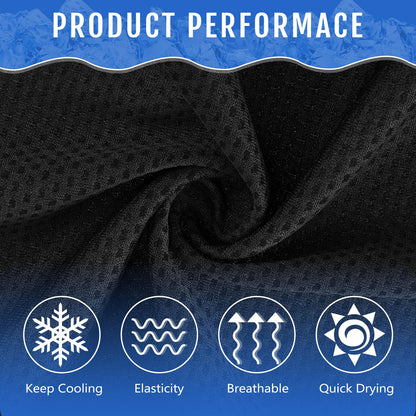 Hosuly 6 Pack Cooling Towels 40"x12" Ice Towel Cooling Neck Wraps Soft Breathable Chilly Stay Cool in Summer for Sports Yoga Golf Gym Activities(Black)
