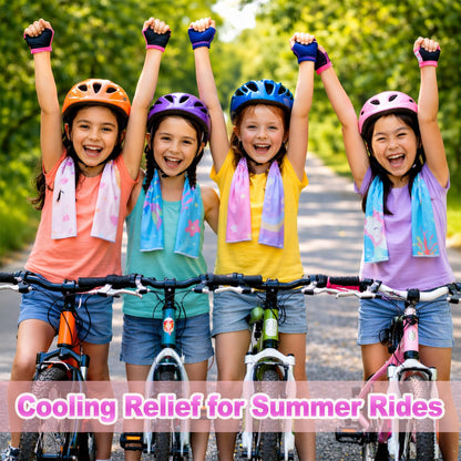 BobbleT 4 Pack Kids Cooling Towels, 30" x 9", Mini Cooling Towels for Neck and Face, Soft Breathable Cooling Neck Wraps for Girls, Ideal for Sports, School, Summer Camp & Outdoor Use