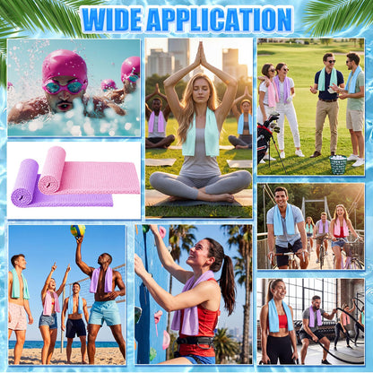 Shellwei 50 Pcs Cooling Towel 40 x 12 Inch Microfiber Workout Towels Breathable Chilly Towel Ice Cool Cold Towels Bulk Fast Drying Absorbent Sweat Rag for Neck Yoga Sports Golf Gym
