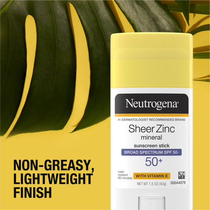 Neutrogena Sheer Zinc Oxide Dry-Touch Face Sunscreen with Broad Spectrum SPF 50, Oil-Free, Non-Comedogenic & Non-Greasy Mineral Sunscreen, 2 fl. oz