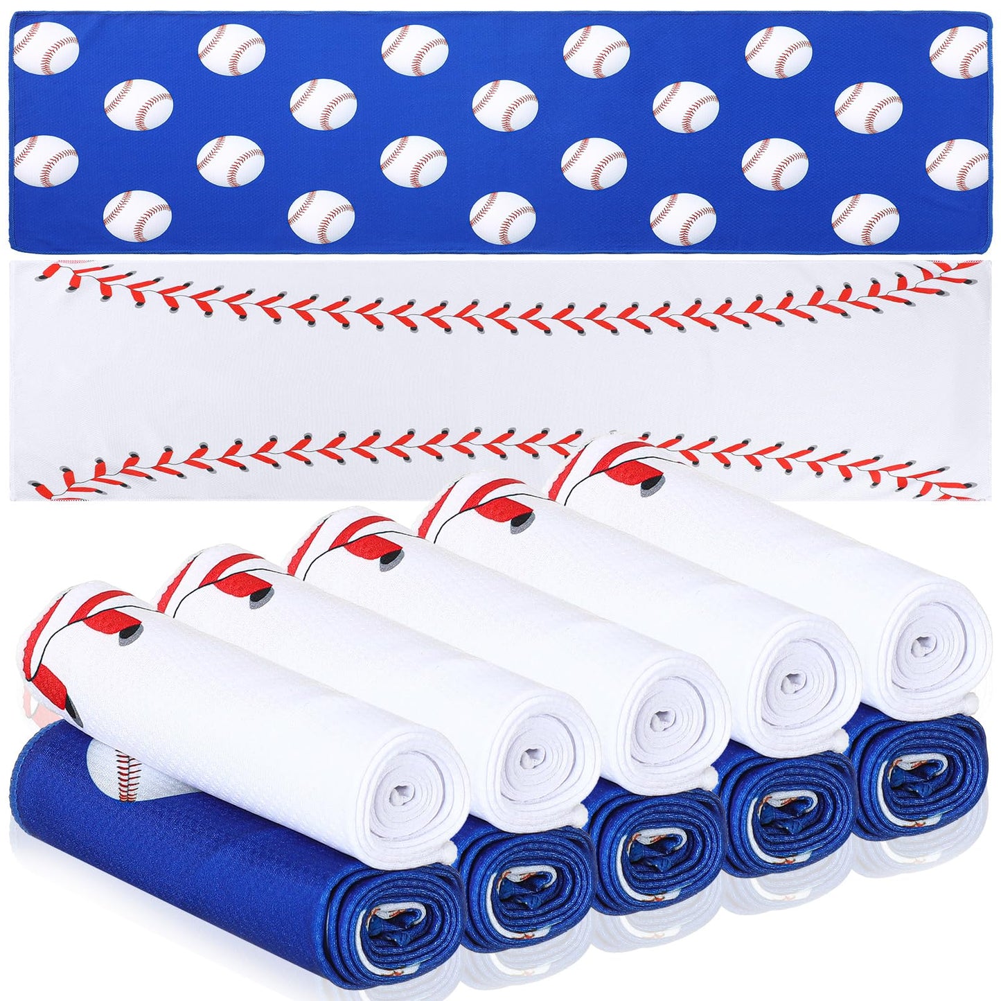 Remagr 12 Pcs Baseball Cooling Towels 30" x 9" Quick Dry Microfiber Sweat Towels for Workout, Gym, Running, Baseball Teams Sports Fans Party Favors Gifts