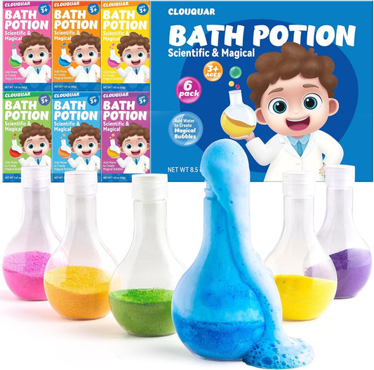 Kids Bath Bomb Potions, 6 Pack Non-Toxic Fizzy Bubble Bath Explosions, Colorful Burst Bath Potions for Kids, Scientific & Magical Bath Time Buddy, Fun & Educational Bubble Bath