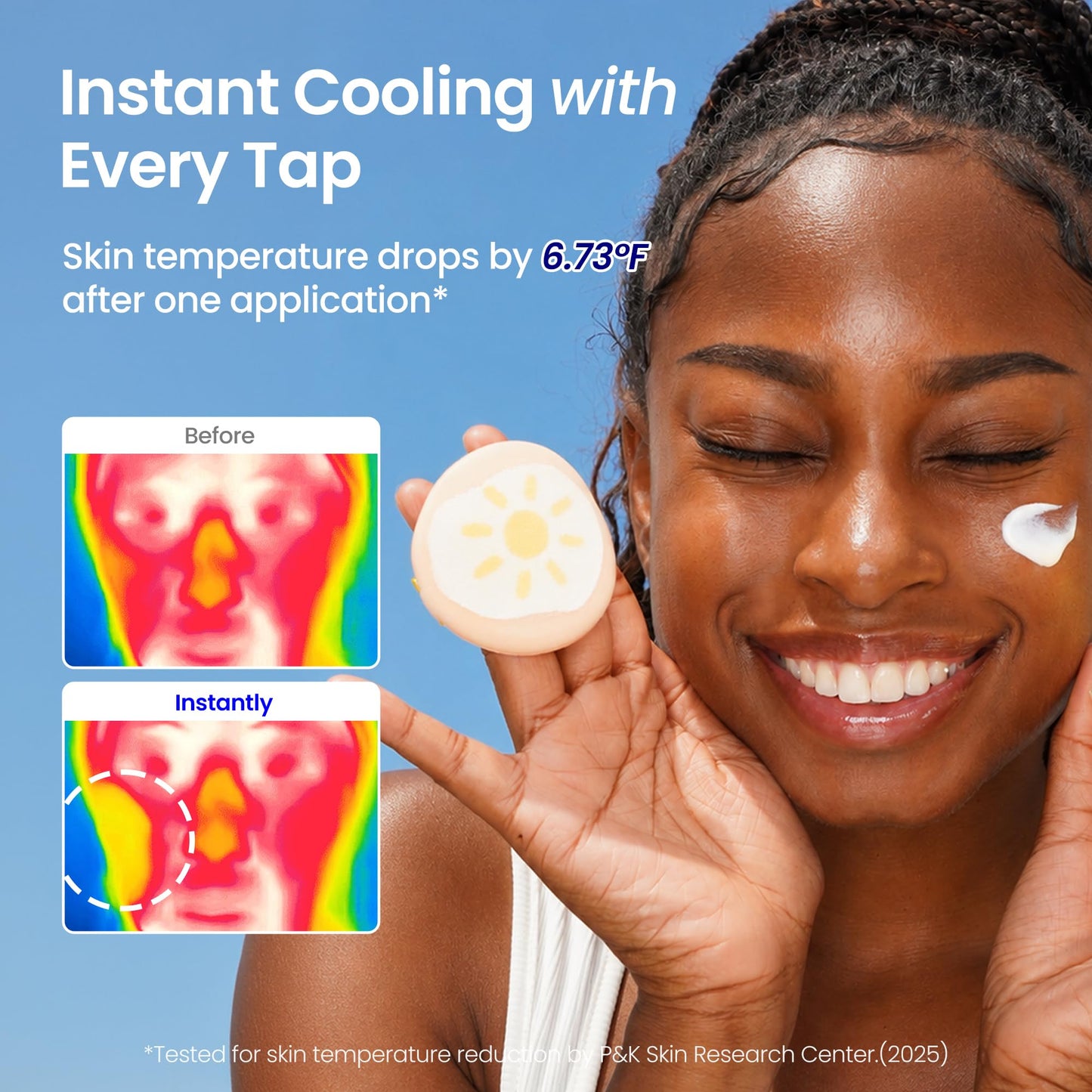 ELROEL Pang Pang Sun Cushion Plus - Broad Spectrum SPF 50 Face Sunscreen with 72-Hour Hydration & Cooling Effect - Sweat, Sand, Dirt & Water-Resistant - Hypoallergenic Korean Skin Care 0.53 oz