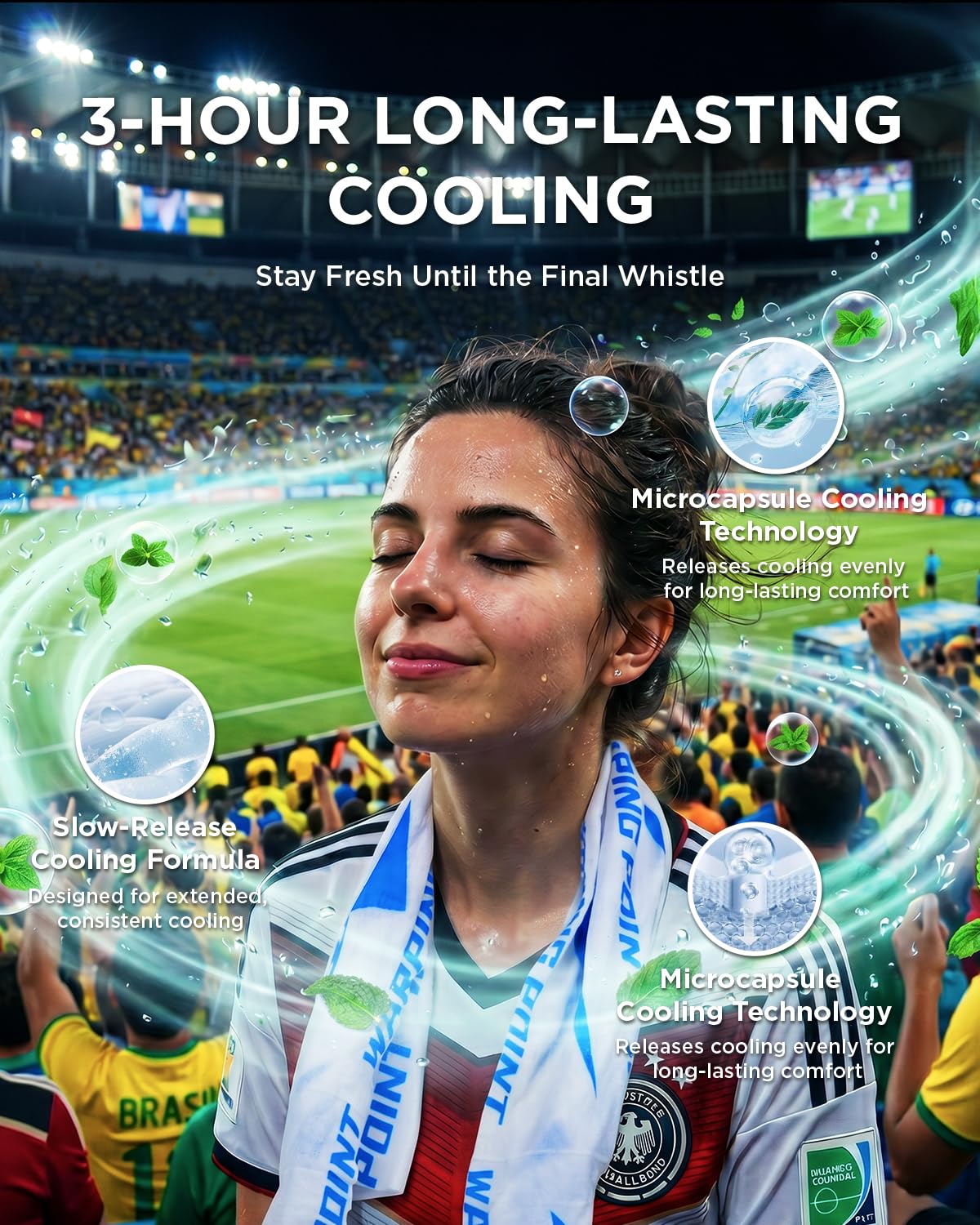 CoolRush Towel with Natural Mint Extract, Instant 3-Second Cooling Towel, Reusable Sports Cooling Wipes for Summer Heat, Alcohol-Free, for Running, Cycling, Gym, Outdoor Activities(10 Pack)