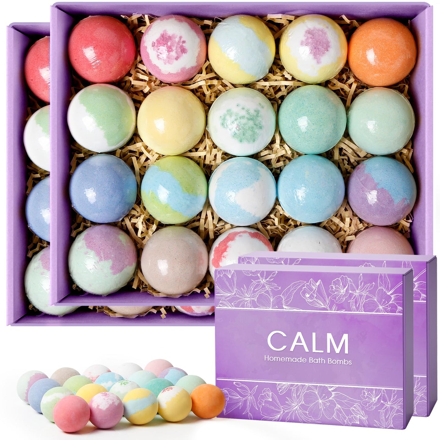 CalmNFiz 20PCS Bath Bombs for Women Presents Set Natural Wonderful Fizz Effect Bath Bomb with Shea Butter & Essential Oils, Bubble Bath Mothers Day Presents for Mom, Wife, Girlfriend