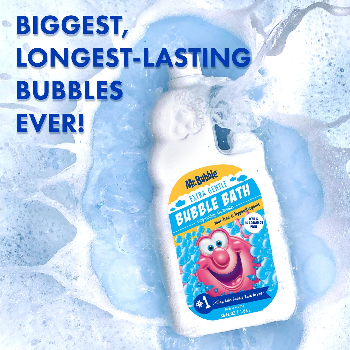 Mr. Bubble Extra Gentle Bubble Bath - Hypoallergenic, Tear Free Bubble Bath Solution Perfect for Sensitive Skin (Pack of 2 Bottles, 16 fl oz Each)