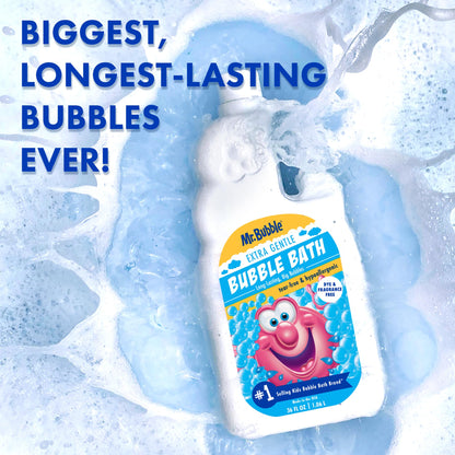 Mr. Bubble Extra Gentle Bubble Bath - Hypoallergenic, Tear Free Bubble Bath Solution Perfect for Sensitive Skin (Pack of 2 Bottles, 16 fl oz Each)