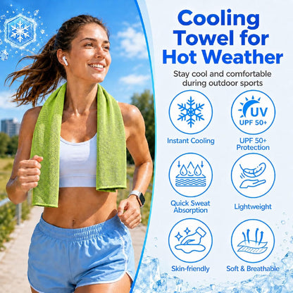 PJT Cooling Towels for Neck and Face, 40" x 12" Ice Silk Microfiber Towels for Hot Weather Outdoor Golf, Instant Cool Touch Breathable Sports Towels for Gym, Running, Yoga, Camping, 4 Pack