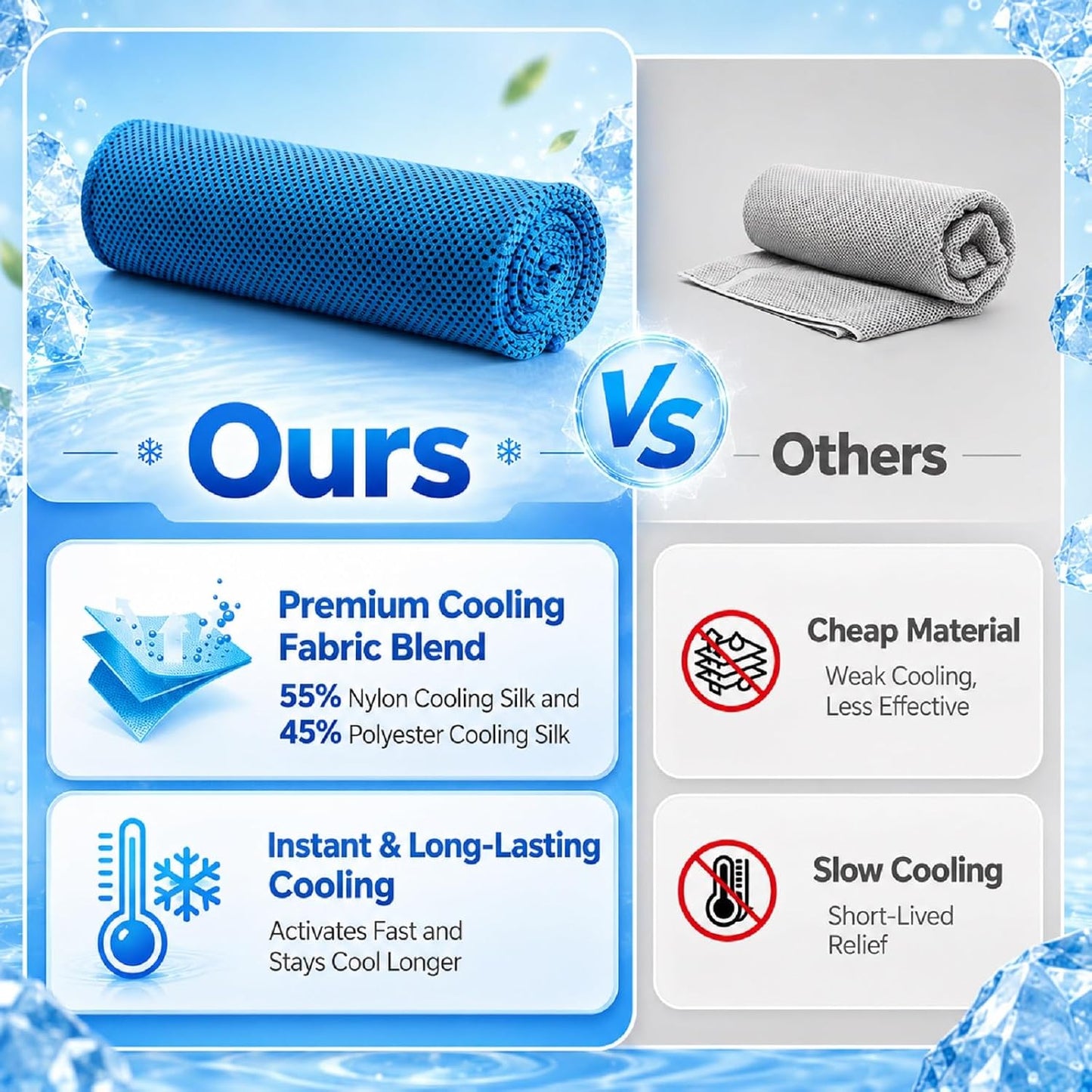 PJT Cooling Towels for Neck and Face, 40" x 12" Ice Silk Microfiber Towels for Hot Weather Outdoor Golf, Instant Cool Touch Breathable Sports Towels for Gym, Running, Yoga, Camping, 4 Pack