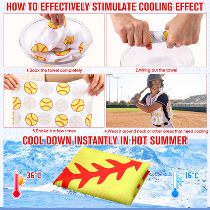 Mindsoft 12 Set Softball Cooling Towels for Sports Team Gifts with Carrying Pouch 30 x 9 Inch Softball Towels Bulk Microfiber Ice Cooling Rags for Birthday Party Favors Swag Bag Stuffers