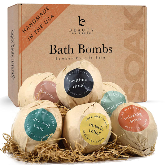 Bath Bombs Gift Set - USA Made with Organic & Natural Ingredients, Relaxing Spa Gifts for Women & Men