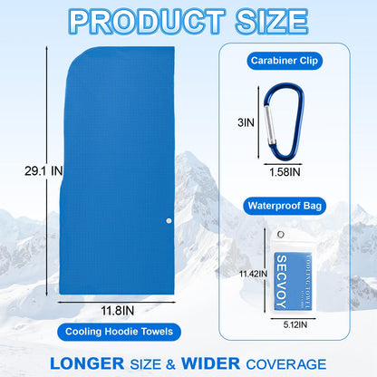 3 Pack Cooling Hoodie Towels for Neck and Face, UPF 50 Sun Protection & Instant Cooling Towels for Hot Weather, Soft Breathable Towel for Work Out, Sport, Gym, Camping & More Activities