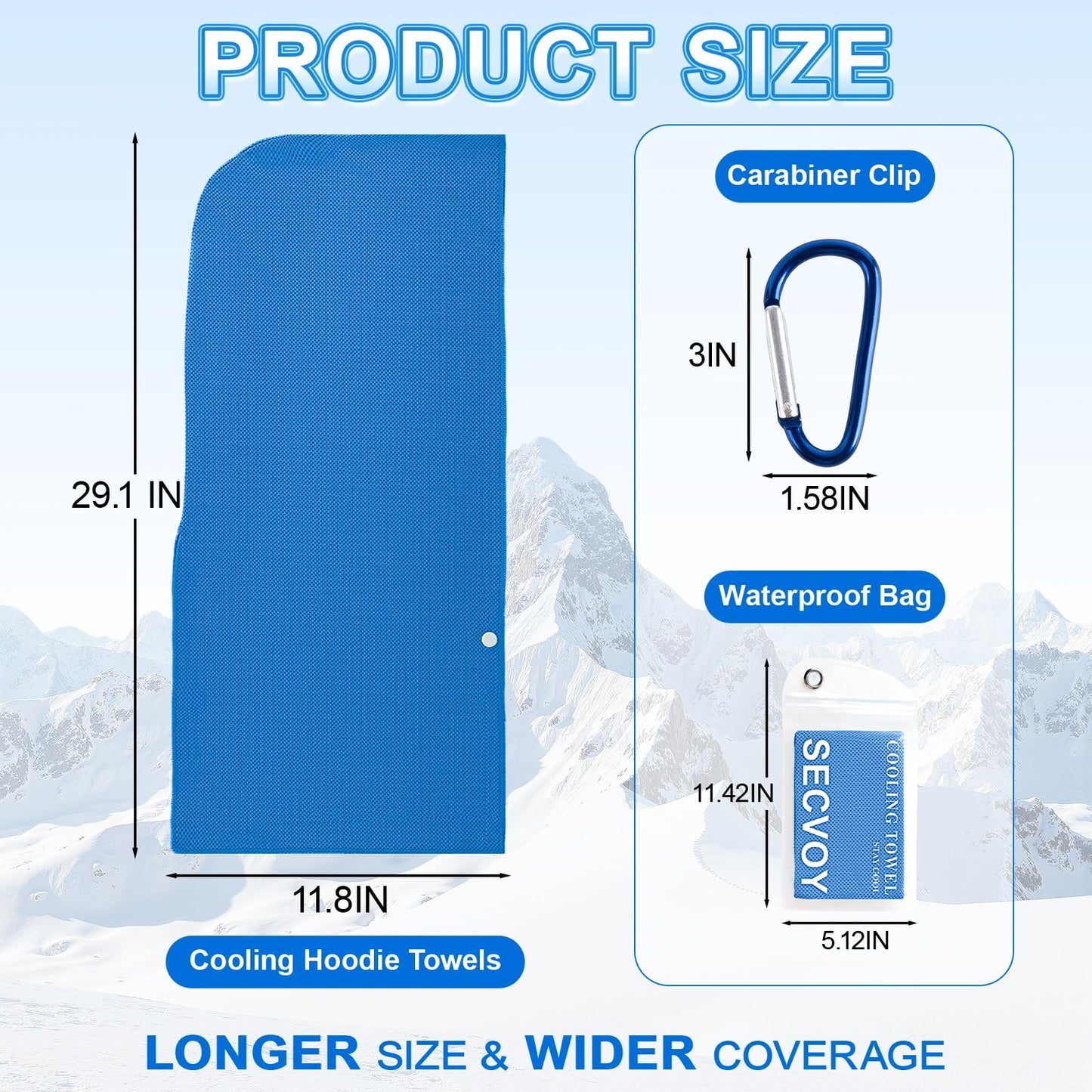 3 Pack Cooling Hoodie Towels for Neck and Face, UPF 50 Sun Protection & Instant Cooling Towels for Hot Weather, Soft Breathable Towel for Work Out, Sport, Gym, Camping & More Activities