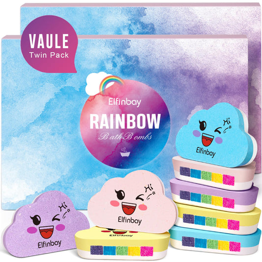 Rainbow Cloud Bath Bomb for Girls, 2 Extra Large Handmade Bath Bombs for Kids Bubble Bath Fizzies, Kids Safe Bath Bombs, Easter Basket Stuffers Mothers Day Gifts