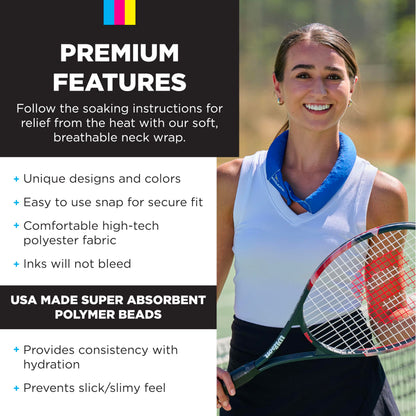 KOOLGATOR Evaporative Cooling Neck Wrap – Reusable Neck Cooler with Long Lasting Relief During Hot Weather Activities, Sports, & Outdoor Work, Water Drops, 1 Pack