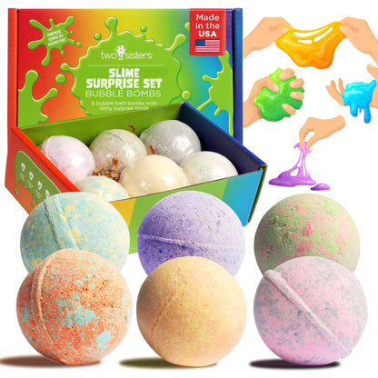 Superhero Bath Bombs for Kids with Surprise Toys Inside (6 Pack) - Large Bubble Bomb Fizzies for Boys, Girls, & Toddlers - Birthday Gift for Kids - Fruity Scent, USA Made by Two Sisters