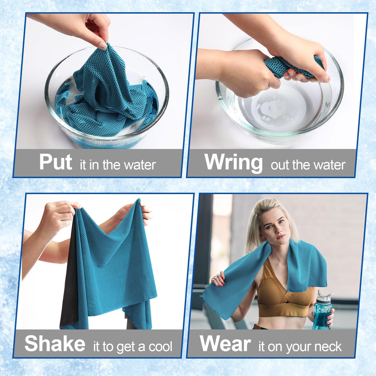 Shellwei 50 Pcs Cooling Towel 40 x 12 Inch Microfiber Workout Towels Breathable Chilly Towel Ice Cool Cold Towels Bulk Fast Drying Absorbent Sweat Rag for Neck Yoga Sports Golf Gym