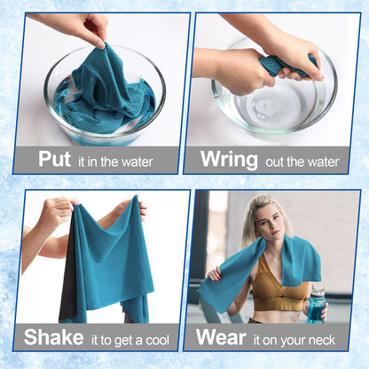 Shellwei 50 Pcs Cooling Towel 40 x 12 Inch Microfiber Workout Towels Breathable Chilly Towel Ice Cool Cold Towels Bulk Fast Drying Absorbent Sweat Rag for Neck Yoga Sports Golf Gym