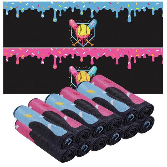 Set of 12 Softball Ice Cream Drip Cooling Towels 40"x12", Sweat Absorbent Cooling Towels for Coach & Team Gifts, Youth Sports, Gym, Beach, Pool & Hot Weather Party Favors