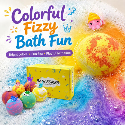 Bath Bombs with Toys Inside, 12 Pack Kids Bath Bombs with Surprise Inside, Play Fizz Bubble Bath Ball, Natural Organic Non Toxic Bath Bomb Gift Set for Boys Girls Toddler (Sea Animal)