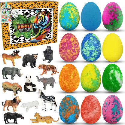 Bath Bombs for Kids with Surprise Toys Inside Plus Dinosaur Puzzle - Set of 9 Organic Dino Egg Bath Bombs, Gentle and Kids Safe, Fizzy Balls with Rich Bubbles, Birthday Gifts for Boys, Girls