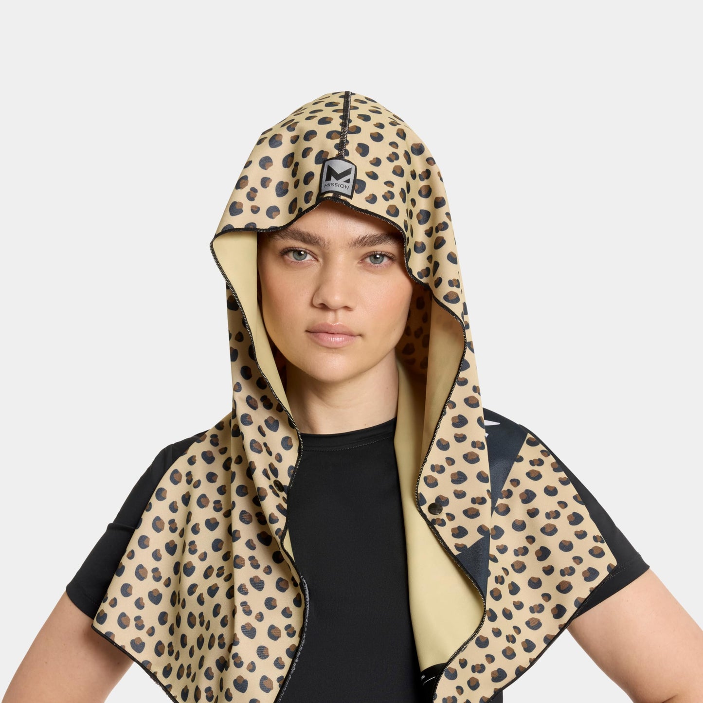 MISSION Max Plus Cooling Hoodie Towel- Hood Towel, Cools Instantly When Wet, UPF 50 Sun Protection, Contours Your Head to Stay in Place, Great for Sports, Fitness, Gym (White Camo)