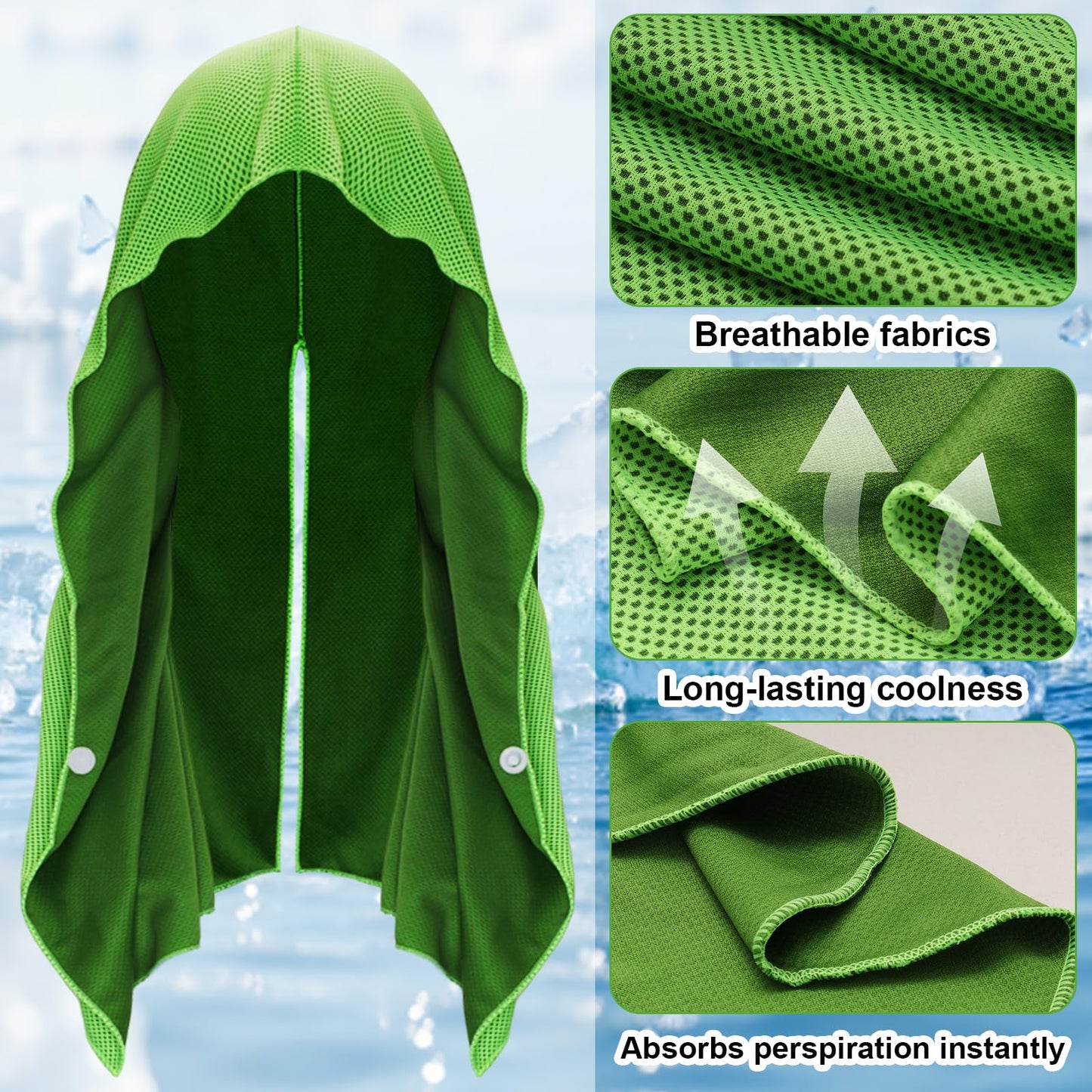4 Pack Cooling Hoodie Towels Cooling Towels for Neck and Face Quick Drying Sweat Towel Wraps Cooling Head Neck Wraps Sun Protection for Hot Summer Weather Sport Workout