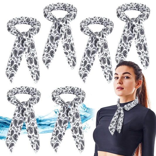 Coume 6 Pack Cooling Neck Wraps Neck Cooler Ice Bandanas Scarf for Hot Weather Summer Ultra Running Walking Riding Women Men