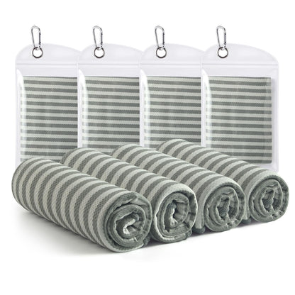 RDEKISS 4 Pack Cooling Towels for Hot Weather (40"x12"), Ice Cool Neck Towel, Soft Breathable Microfiber for Gym, Sport, Running, Yoga, Workout - Gray