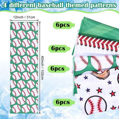 FuWeave 24 Pack Baseball Cooling Towel 40 x 12 Inch Breathable Sport Cooling Towel Microfiber Fast Drying Baseball Team Gifts for Athletes Yoga Gym Camping Running