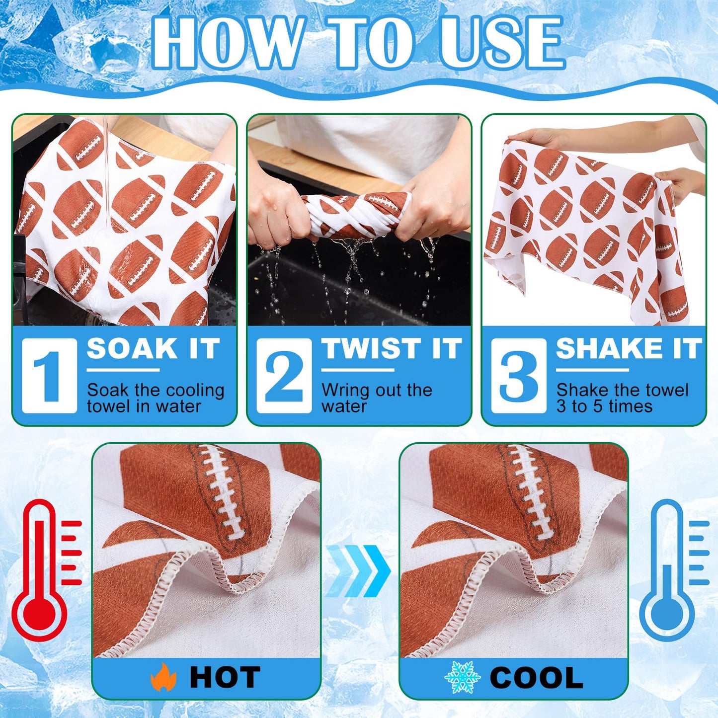 FuWeave 24 Pack Baseball Cooling Towel 40 x 12 Inch Breathable Sport Cooling Towel Microfiber Fast Drying Baseball Team Gifts for Athletes Yoga Gym Camping Running