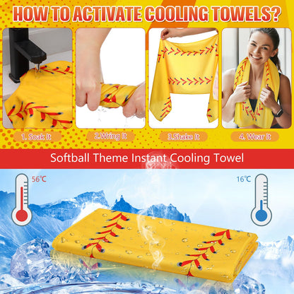 Tegeme 12 Pcs Ice Cream Drip Baseball Cooling Towels, 47"x12" Team Gifts Breathable Chilly Ice Towel, Microfiber Sport Cooling Rags Accessories for Player Gym Running Coach Gift