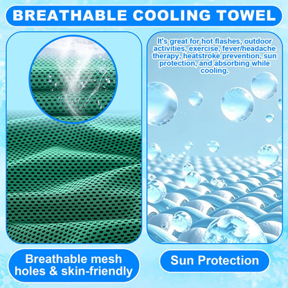 Shellwei 100 Pcs Cooling Towels Bulk 32 x 12 Inch Ice Towel Bulk Cooling Rag for Face and Neck Soft Breathable Microfiber Cloth Chilly Quick Cold for Gym Sport Golf Running Stay Cold (Multicolor)