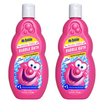 Mr. Bubble Extra Gentle Bubble Bath - Hypoallergenic, Tear Free Bubble Bath Solution Perfect for Sensitive Skin (Pack of 2 Bottles, 16 fl oz Each)