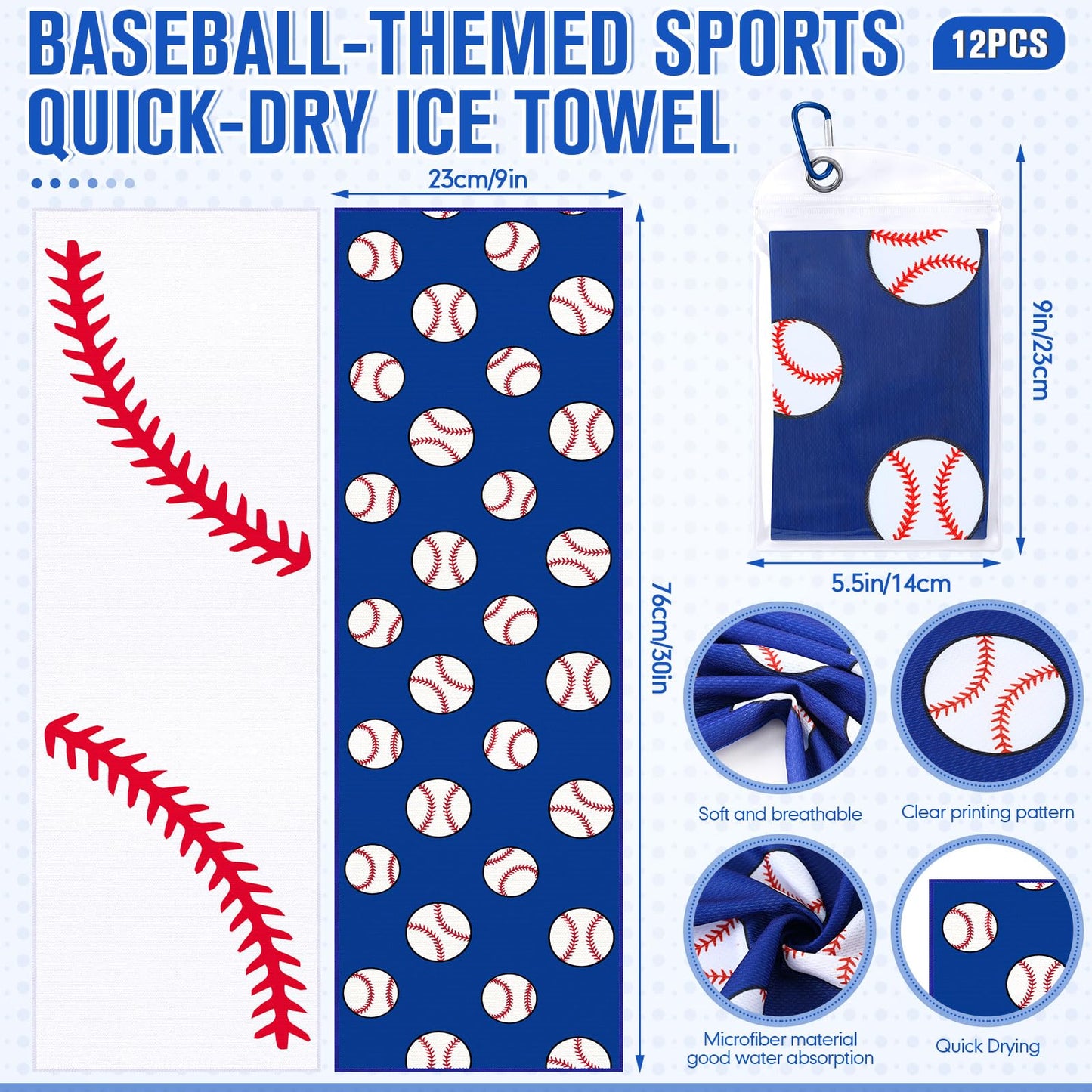 Mindsoft 12 Set Softball Cooling Towels for Sports Team Gifts with Carrying Pouch 30 x 9 Inch Softball Towels Bulk Microfiber Ice Cooling Rags for Birthday Party Favors Swag Bag Stuffers