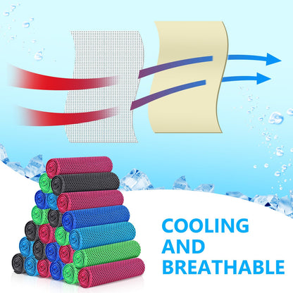 Shellwei 100 Pcs Cooling Towels Bulk 32 x 12 Inch Ice Towel Bulk Cooling Rag for Face and Neck Soft Breathable Microfiber Cloth Chilly Quick Cold for Gym Sport Golf Running Stay Cold (Multicolor)