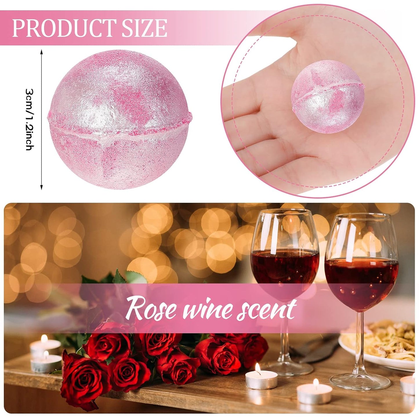 Demissle 20 Pcs 0.53 oz Bath Bombs Bath Fizzies Mini Bath Balls for Women Relaxing Refreshing Bath Bombs Gift Set with Glitter for Bubble Spa(Pink)