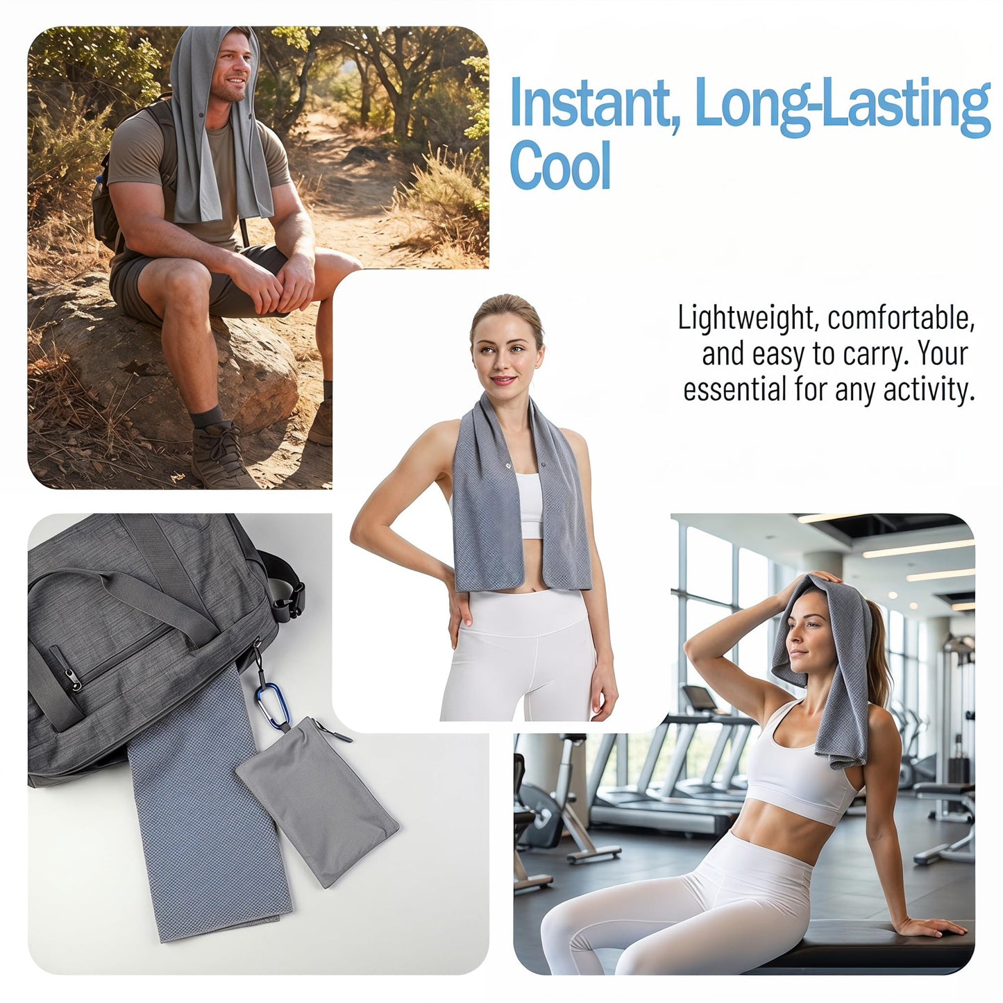Upgraded PVA Cooling Hoodie Towels -UPF 50+ Sun Proteciton Instant Cooling Towel for Neck & Face,Sweat-Absorbent Ice Towel for Hot Weather, Sports, Camping, Cycling & Outdoor Activities (Blue)