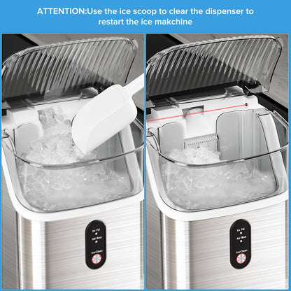 Electactic Nugget Ice Makers Countertop, 34lbs/Day Portable Ice Machine with Crushed Ice, Self-Cleaning, One-Click Operation for Home, Kitchen, Office Use (Silver)
