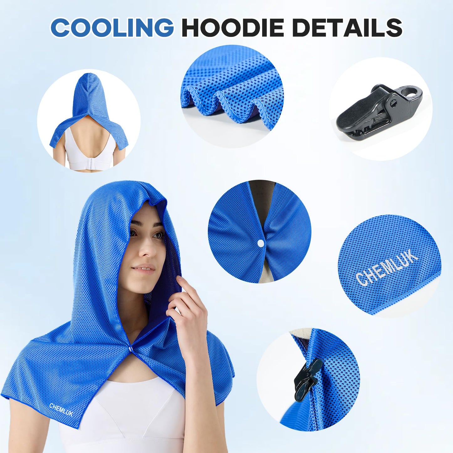 Cooling Rags for Neck: UPF50 Cooling Hoodie Towel with Case 2 Packs | Quick Dry, Chemical-free, Breathable, Soft, Portable, Cooling Towels for Face Hot Weather Workout Baseball Softball Sport