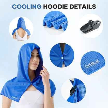 Cooling Rags for Neck: UPF50 Cooling Hoodie Towel with Case 2 Packs | Quick Dry, Chemical-free, Breathable, Soft, Portable, Cooling Towels for Face Hot Weather Workout Baseball Softball Sport