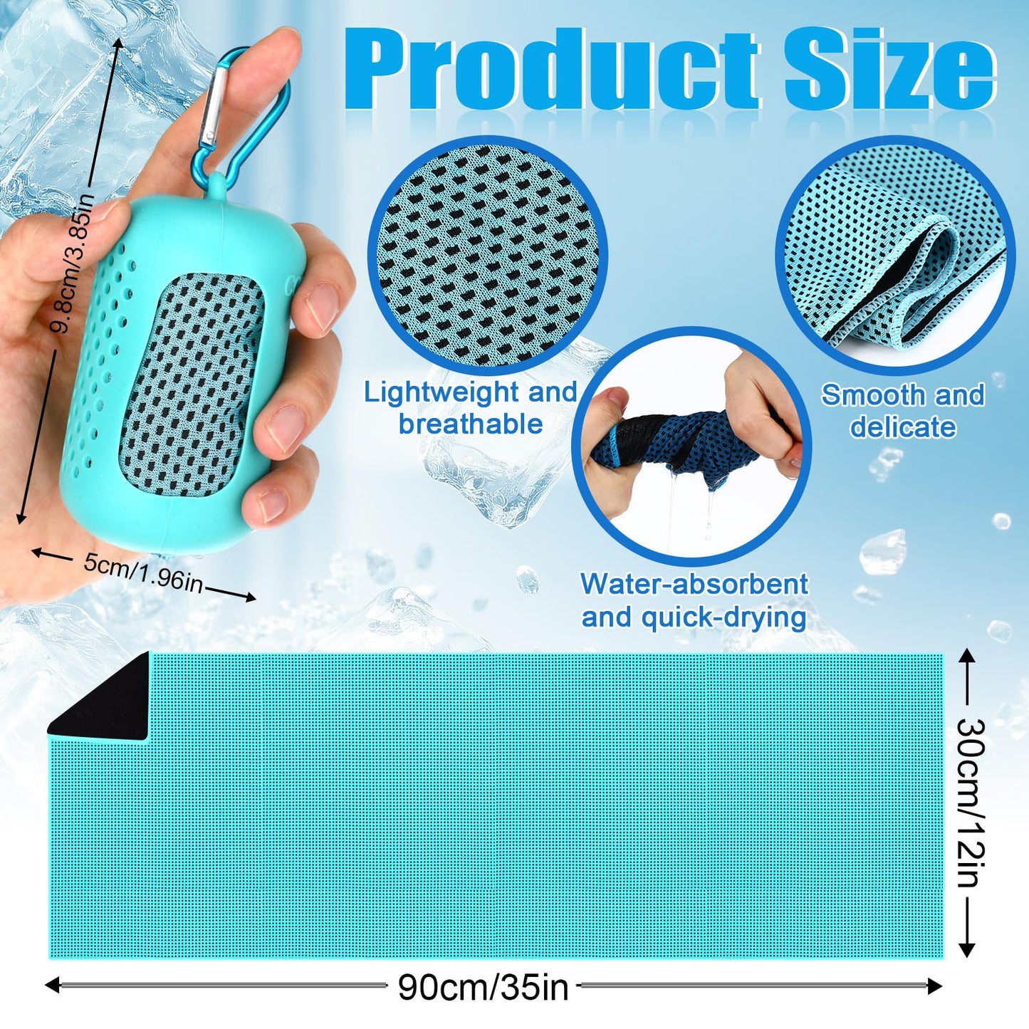 Peryiter 20 Pack Cooling Towels with Silicone Carry Cases Cooling Towels Bulk for Neck and Face Hot Weather Ice Towel Quick Drying Sweat for Sports Yoga Gym Running Fitness 10 Colors 35 x 12 Inches