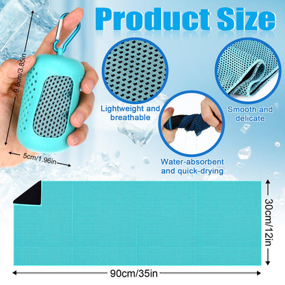 Peryiter 20 Pack Cooling Towels with Silicone Carry Cases Cooling Towels Bulk for Neck and Face Hot Weather Ice Towel Quick Drying Sweat for Sports Yoga Gym Running Fitness 10 Colors 35 x 12 Inches